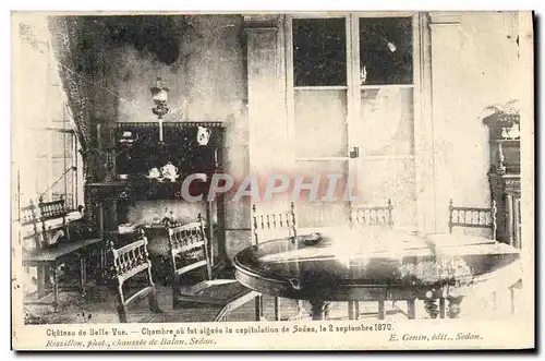 Cartes postales Militaria Chateau de Belle Vue Chambre ou fut signee la capitulation de Sedan