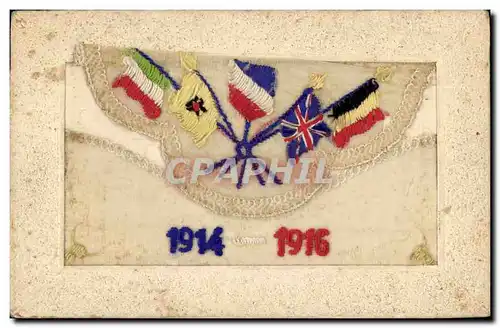 Ansichtskarte AK Fantaisie Toilee Fleurs Drapeaux Militaria 1914 1916