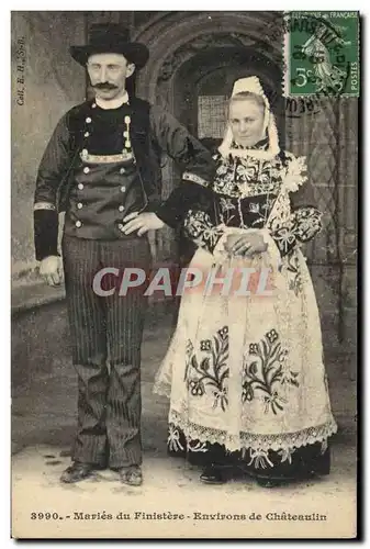 Ansichtskarte AK Folklore Maries du Finistere Environs de Chateaulin Mariage