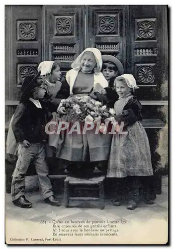 Ansichtskarte AK Folklore Bretagne Grand mere Enfants