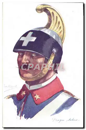 Cartes postales Fantaisie Illustrateur Dupuis Militaria Dragon italien
