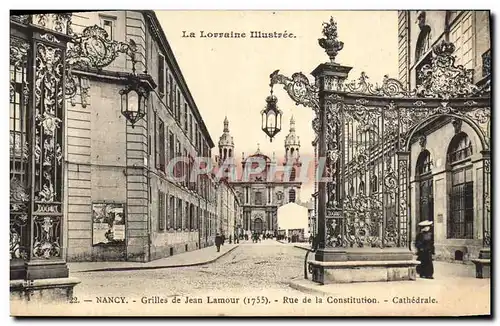 Cartes postales Nancy Grilles de Jean Lamour Rue de la Constitution Cathedrale