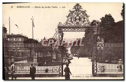 Cartes postales Bordeaux Entree du jardin public