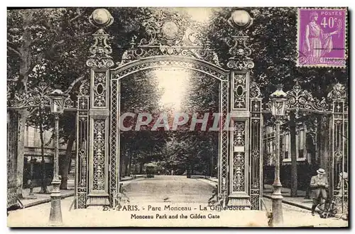 Cartes postales Paris Parc Monceau La grille doree