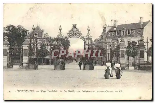 Cartes postales Bordeaux Parc Bordelais La grille vue interieure et avenue Carnot