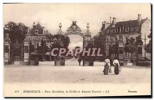 Cartes postales Bordeaux Parc Bordelais La grille vue interieure et avenue Carnot
