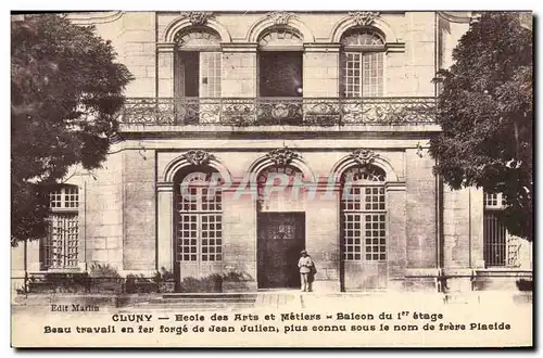 Cartes postales Cluny Ecole des Arts et Metiers Balcon du 1er etage Fer forge Jean Julien