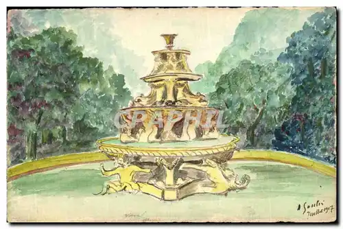 Ansichtskarte AK Fantaisie (dessin a la main) Fontaine Versailles