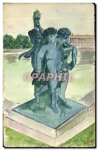 Ansichtskarte AK Fantaisie (dessin a la main) Fontaine Versailles