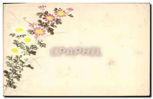 Ansichtskarte AK Fantaisie (dessin a la main) Fleurs Japon Nippon Japan