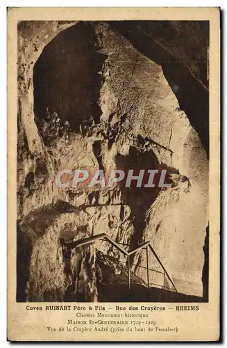 Cartes postales Grotte Grottes Caves Ruinart Pere & Fils Rue des Crayeres Rheims Vue de la Crayere Andre