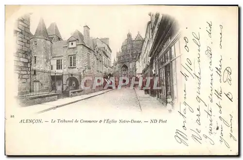 Cartes postales Alencon Le Tribunal de Commerce et l&#39eglise Notre Dame