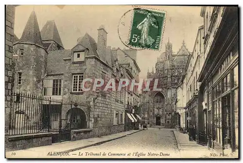 Cartes postales Alencon Le Tribunal de Commerce et l&#39eglise Notre Dame