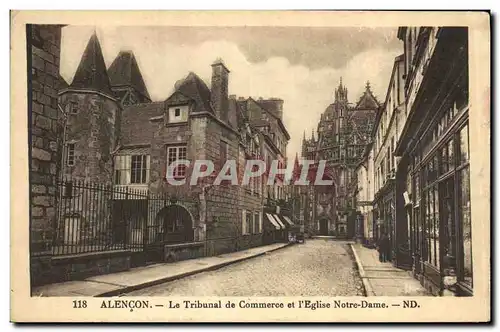 Ansichtskarte AK Alencon Le Tribunal de Commerce et l&#39Eglise Notre Dame