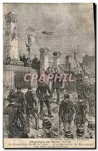 Ansichtskarte AK Militaria Guerre de 1870 Champigny sur Marne La deputation du 42eme de ligne L&#39inauguration d