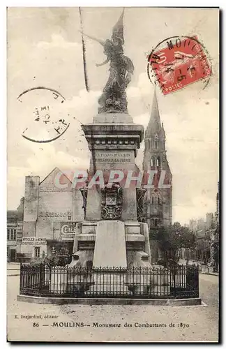 Cartes postales Militaria Guerre de 1870 Moulins Monument des combattants de 1870