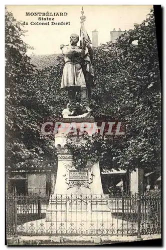 Cartes postales Militaria Guerre de 1870 Montbeliard Statue du colonel Denfert