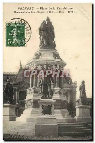 Cartes postales Militaria Guerre de 1870 Belfort Place de la Republique Monument des Trois Sieges