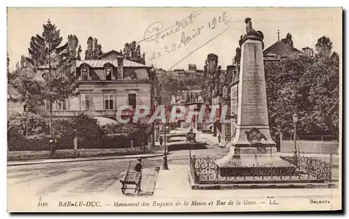 Ansichtskarte AK Militaria Guerre de 1870 Bar le Duc Monument des enfants de la Meuse et Rue de la Gare