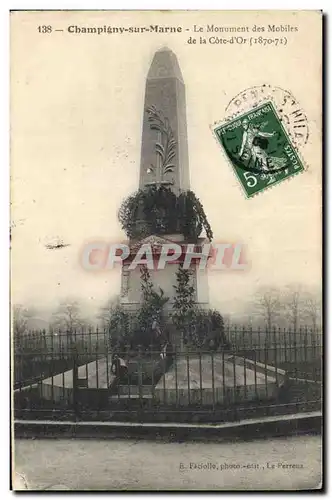 Ansichtskarte AK Militaria Guerre de 1870 Champigny sur Marne Le monument des mobiles de la Cote d&#39Or