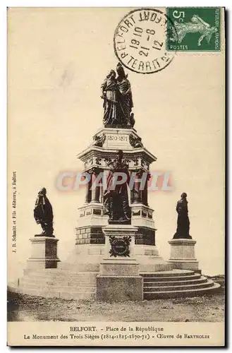 Ansichtskarte AK Militaria Guerre de 1870 Belfort Place de la Republique Le monument des Trois Sieges Bartholdi