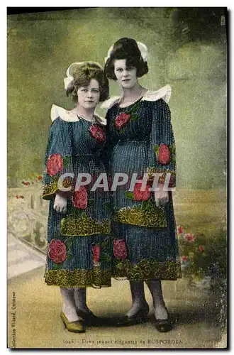 Cartes postales Folklore Deux jeunes elegantes de Rosporden Femmes