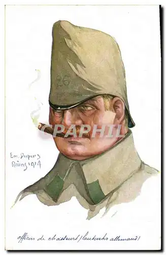 Ansichtskarte AK Fantaisie Illustrateur Dupuis Militaria Officier de chasseurs Landwehr allemand