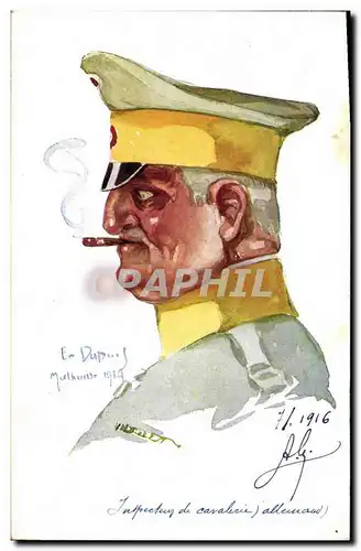 Ansichtskarte AK Fantaisie Illustrateur Dupuis Militaria Inspecteur de cavalerie allemand