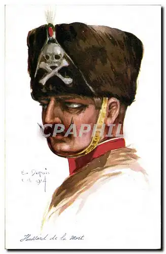 Cartes postales Fantaisie Illustrateur Dupuis Militaria Hussard de la mort Tete de mort Squelette