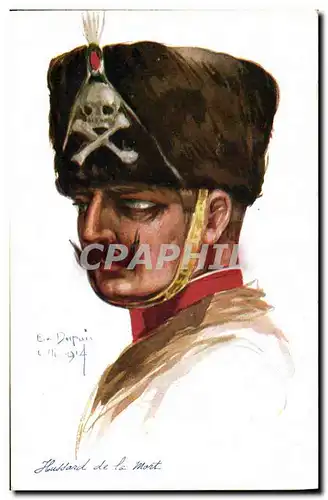 Ansichtskarte AK Fantaisie Illustrateur Dupuis Militaria Hussard de la mort Tete de mort Squelette