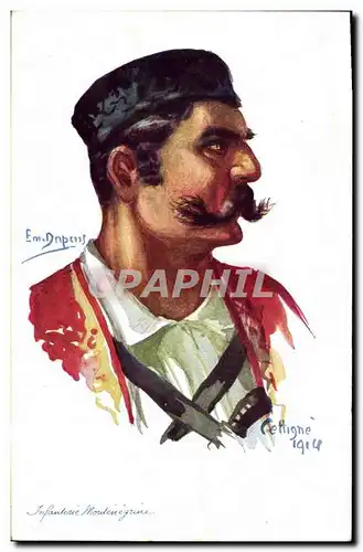 Ansichtskarte AK Fantaisie Illustrateur Dupuis Militaria Infanterie Montenegrine Montenegro