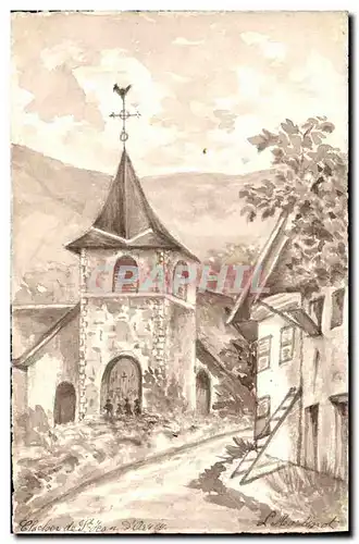 Ansichtskarte AK Fantaisie (dessin a la main) Village Clocher de St Jean d&#39Arcy