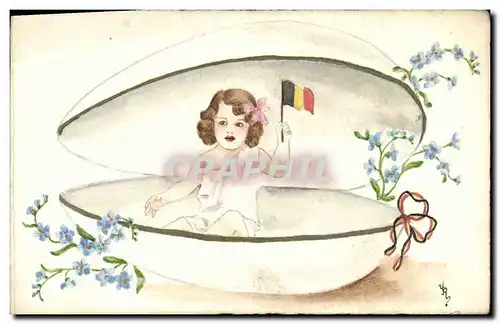 Ansichtskarte AK Fantaisie (dessin a la main) Enfant Drapeau Belge