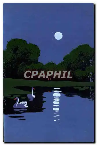 Cartes postales Fantaisie (dessin a la main) Cygnes