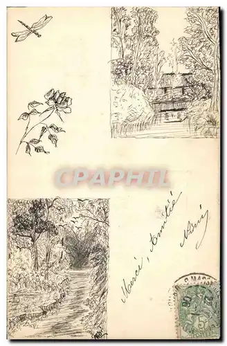 Cartes postales Fantaisie (dessin a la main) Jardins