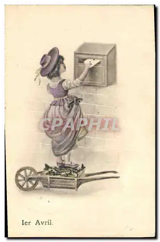 Cartes postales Fantaisie Femme 1er Avril Boite aux lettres