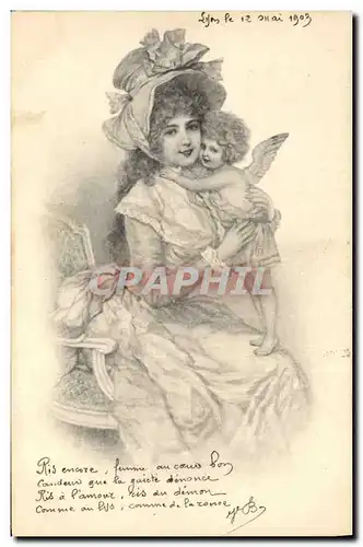 Cartes postales Fantaisie Femme Ange Enfant