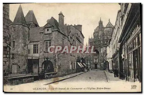 Ansichtskarte AK Palais de Justice Alencon Le Tribunal de Commerce et l&#39eglise Notre Dame