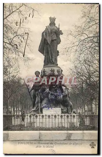 Cartes postales Militaria Guerre de 1870 Toulouse Monument des combattants de 1870 1871 Allee St Michel