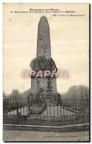 Ansichtskarte AK Militaria Guerre de 1870 Champigny sur Marne le Monument des mobiles de la Cote d&#39Or