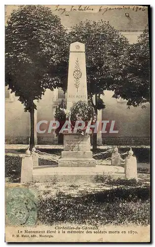 Cartes postales Militaria Guerre de 1870 Corbeilles du Gatinais Le monument eleve a la memoire des soldats morts