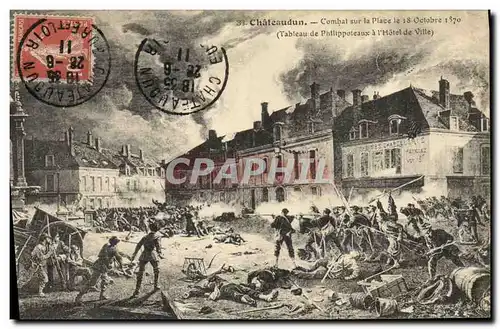 Cartes postales Militaria Guerre de 1870 Chateaudun Combat sur la Place