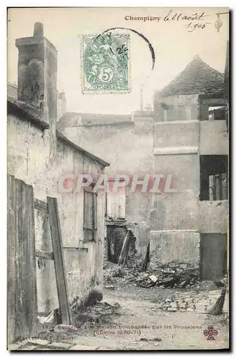 Cartes postales Militaria Guerre de 1870 Champigny Ruines d&#39une maison bombardee par les Prussiens