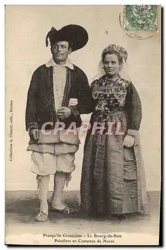 Cartes postales Folklore Presuqu&#39ile Croisicaise Le Bourg de Batz Paludiers en costumes de noces Mariage