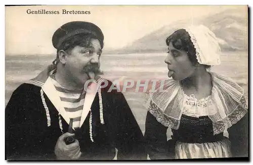 Cartes postales Folklore Gentillesses bretonnes Marin Pipe Tabac