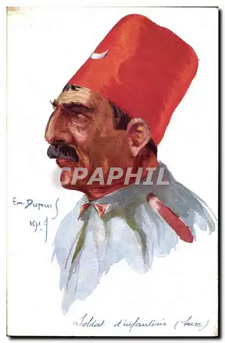 Ansichtskarte AK Fantaisie Illustrateur Dupuis Militaria Soldat d&#39infanterie Turc Turquie Turkey