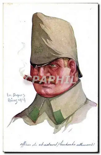 Ansichtskarte AK Fantaisie Illustrateur Dupuis Militaria Officier de Chasseurs Landwehr allemand