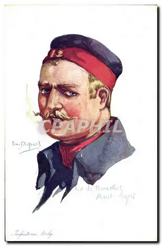 Cartes postales Fantaisie Illustrateur Dupuis Militaria Fort de Boncelles Infanterie belge