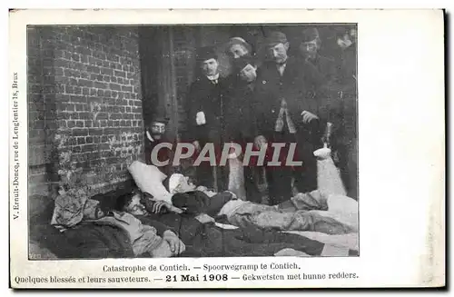 Ansichtskarte AK Mine Mines Catastrophe de Contich Quelques blesses et leurs sauveteurs