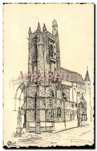 Ansichtskarte AK Fantaisie (dessin a la main) Eglise